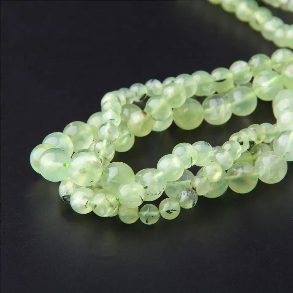 Prehnite бусины из натурального камня Зеленые Круглые Гладкие полированные 6 мм 8 10