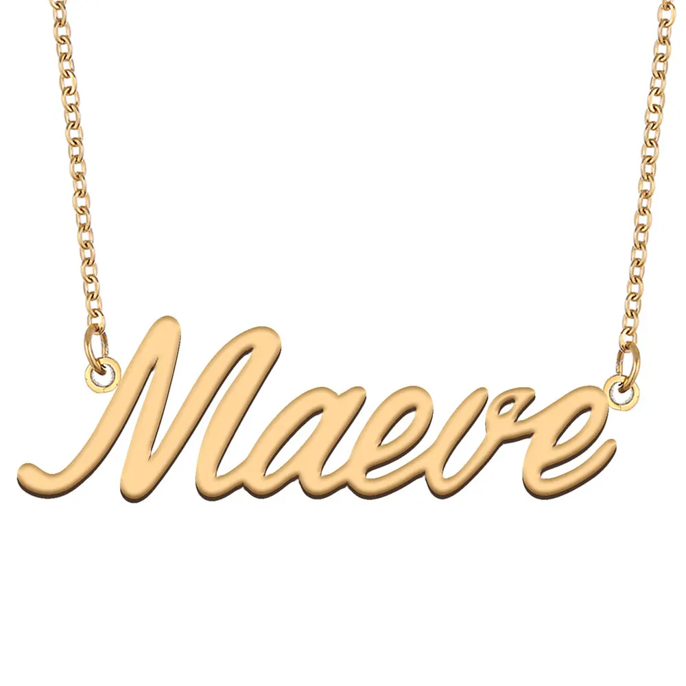 

Maeve Nameplate Necklace for Women Stainless Steel Jewelry Gold Plated Name Chain Pendant Femme Mothers Girlfriend Gift