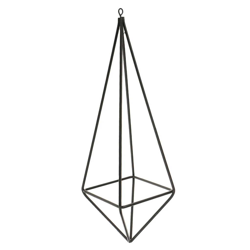 Черный отдельно стоящий подвесной геометрический металлический стеллаж для