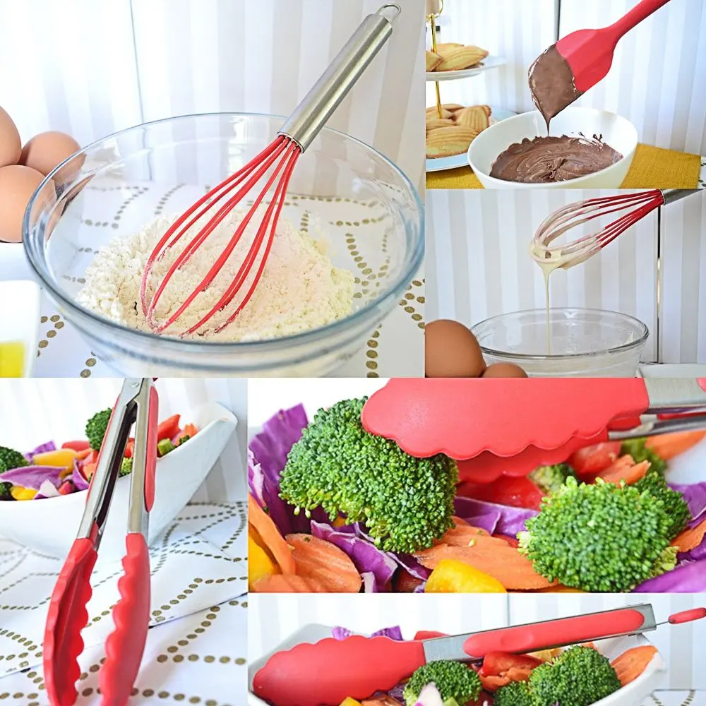 10 шт./компл. набор силиконовых лопаточек антипригарная кухонная посуда ложка для