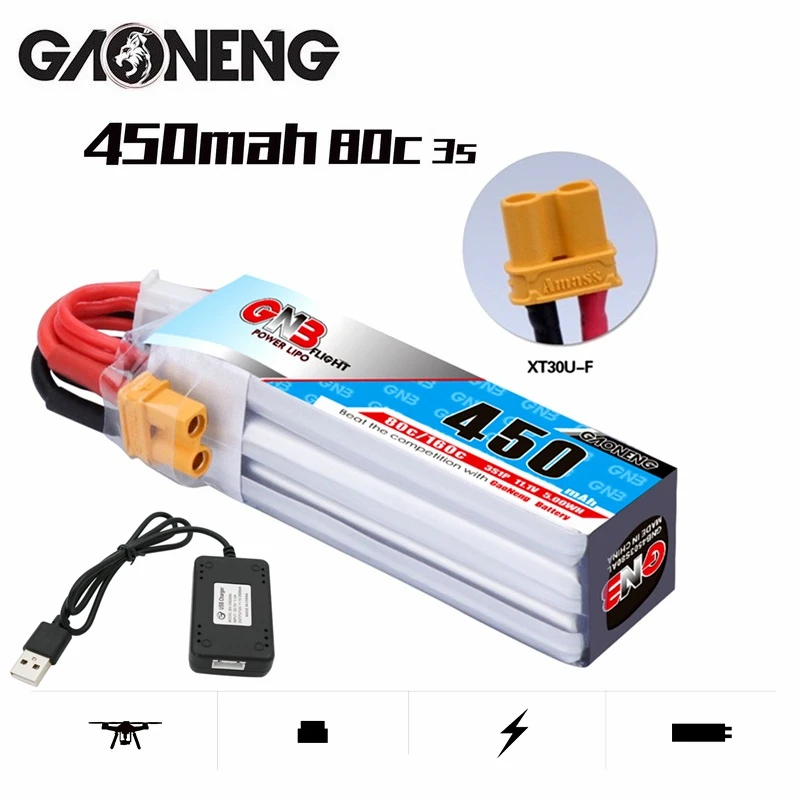Gaoneng GNB 11 1 V 450MAH 3S 80C/160C Lipo Батарея XT30U F разъем для iFlight CineBee Крытый кино Whoop BetaFPV