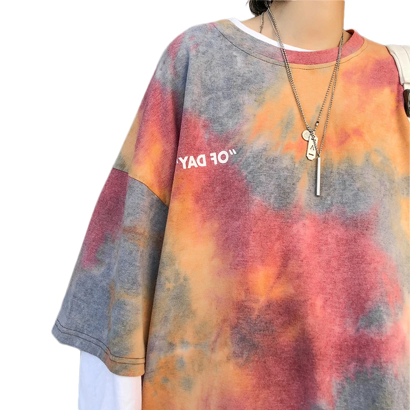 

Женская футболка с принтом тай-дай, Повседневная летняя футболка с коротким рукавом, Женская свободная футболка в стиле Харадзюку, женские ...