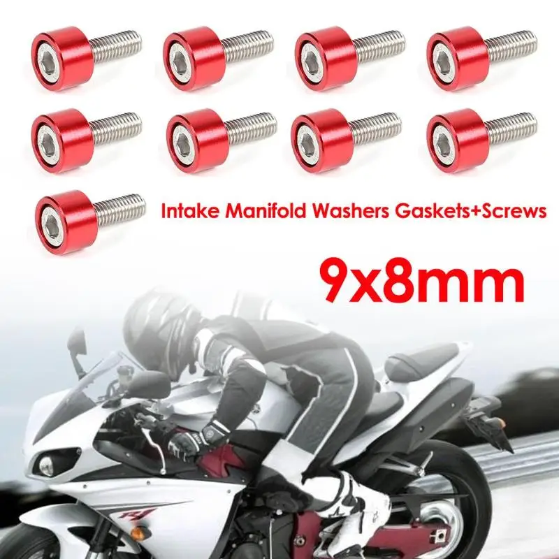 9 шт. 8 мм Автомобильный впускной коллектор алюминиевые шайбы + винты отличный