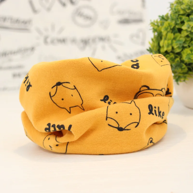 yellow fox Осенне-зимний хлопковый шарф для девочек, детский шарф Bufandas LIC, красивый шарф с принтом для мальчиков и девочек, милый детский шарф с воротником, детское кольцо - Цвет: yellow fox