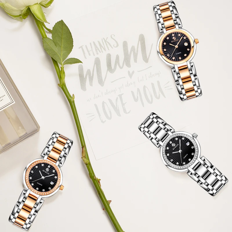 Лидер продаж женские часы BINLUN Роскошные водонепроницаемые с бриллиантовым