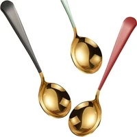 round head spoon 304 stainless steel household ice cream spoon champagne gold tableware birds nest gift spoon spoon