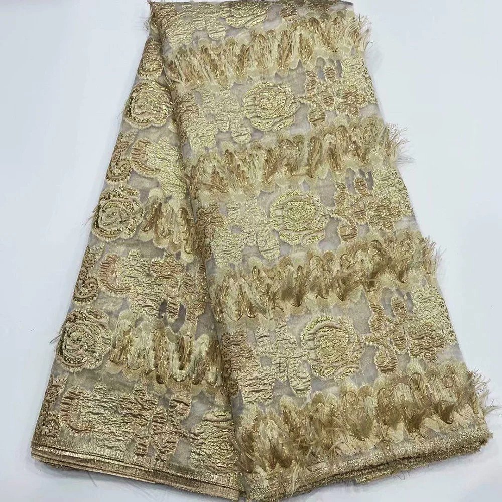 

Chiffon Fabric brocade fabric for women dress ADPS6 new arrival Jacquard Appliqued tassels design swiss voile lace fabric