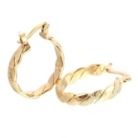 exquisite 14k gold filling hoop earrings for women trendy metal round braided twist shaped frosted earrings wedding jewelry
