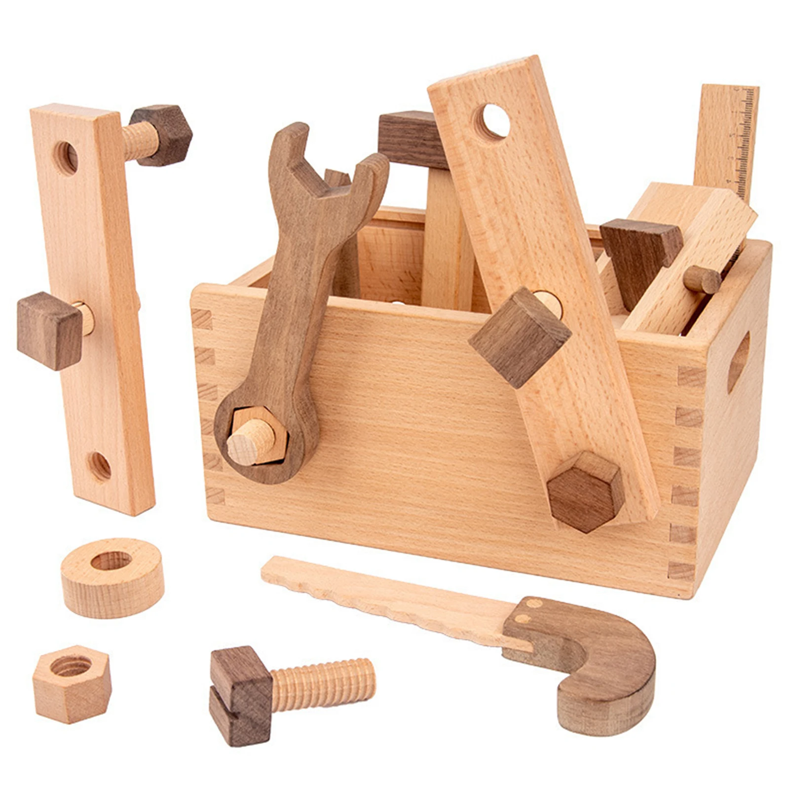 

Kids Repair Wooden Toolbox Set Pretend Play Game Puzzle Montessori Disassembly Set Take Apart Toys Repair Carpenter Tools