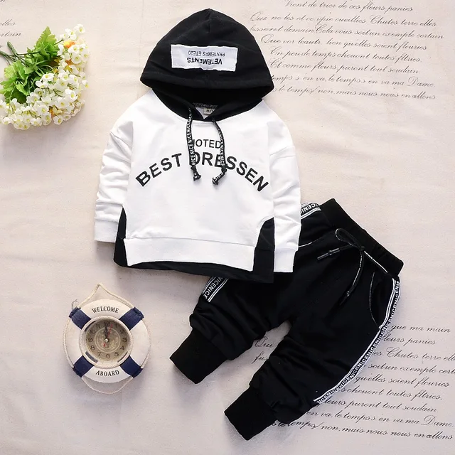 New Spring Autumn Cotton Boys Clothes Outfit Kids Baby Sports Hooded Tops Pants 2pcs Sets Fashion Children Casual Tracksuits 1