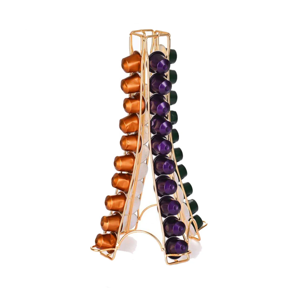 

Coffee Capsule Holder Stand for 40 Nespreso Line , Tower Rack Dispenser for Storage & Organisation, Gold Finish