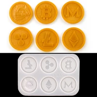 2021 bitcoin moldes de silicona para resina epoxi commemorative coin moule entertainment game chip coin silicone mold for resin