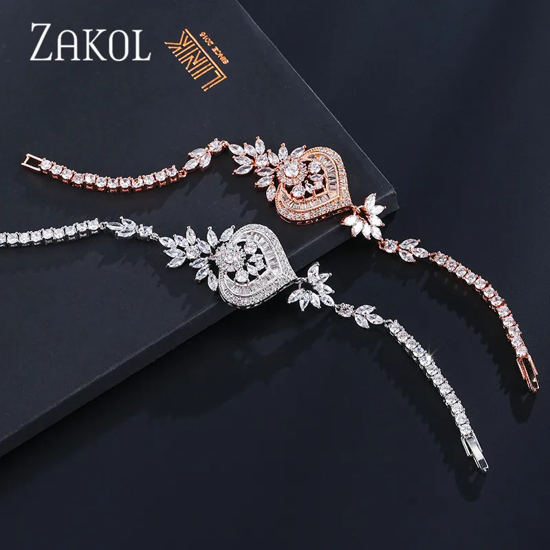 ZAKOL новые роскошные люстры цветок цепь звено браслеты для элегантных женщин