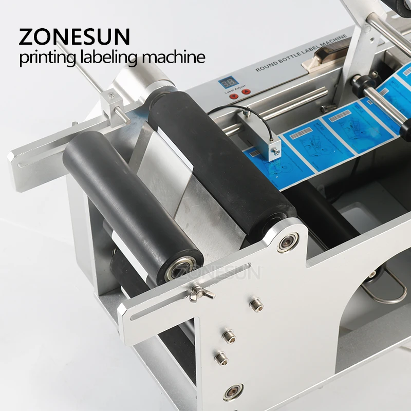 ZONESUN Semi Automatic Labeling Machine With Date Code Printer Plastic Glass Alcohol disinfectant Bottle Labeller Sticker Maker |