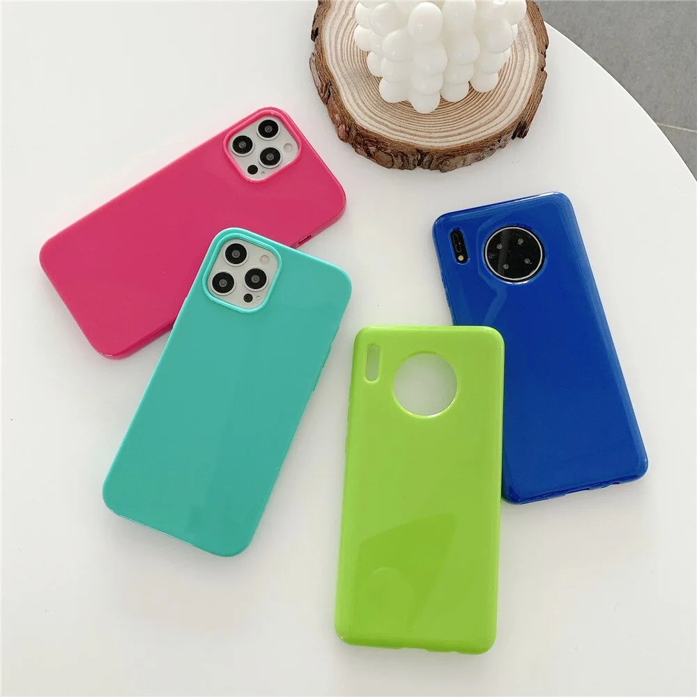 

For Huawei Nova 3 3i 4 4E Neon Fluorescent Jelly Phone Case For Huawei Nova 5i Pro Candy Color Glossy Soft TPU Back Cover