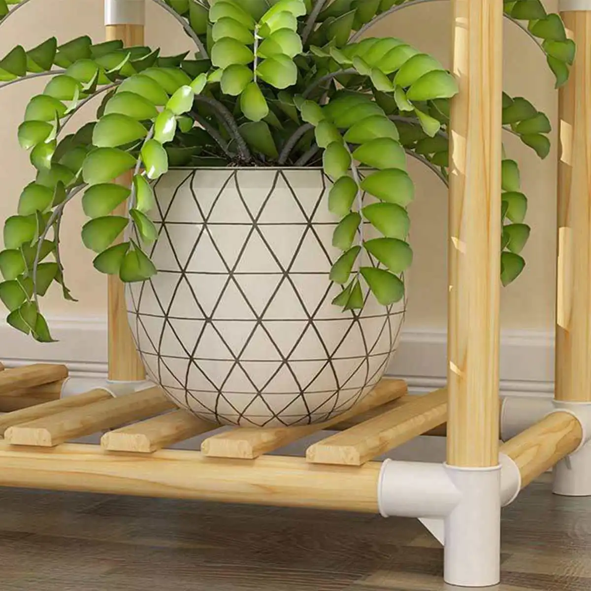 

Wooden Flower Rack Plant Stand Multi-layer Flower Stand Shelves Balcony Flower Shelf Coffee Bar Indoor Garden Wood Plant Stand