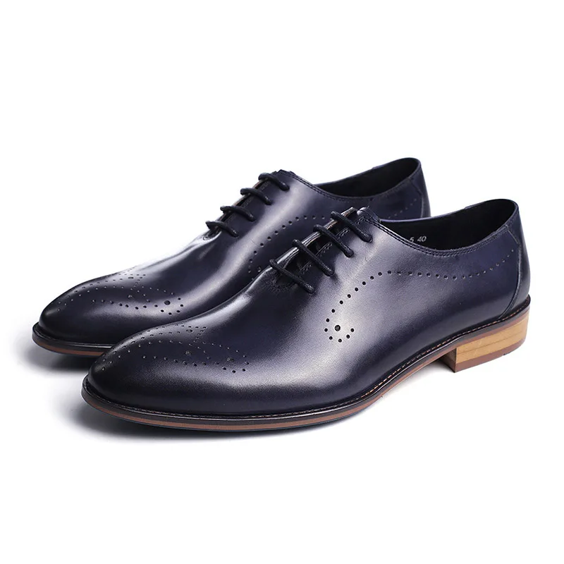 

Fashion Genuine Leather Shoes Men Formal Dress Shoes British Gentleman Brogue Lace Up Pointed Toe Men Oxfords Shoes For Men H39