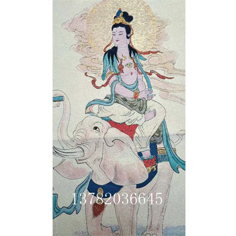 Nepal Tibet Tangka Silk Hanging Paintings Worship Puxian Bodhisattva | Дом и сад