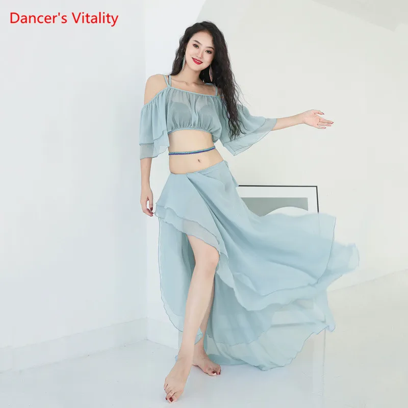 Belly Dance New Female Adult Elegant Top Big Swing Skirt Practice Clothes Suit Oriental Dancing Shirt Performance Clothing