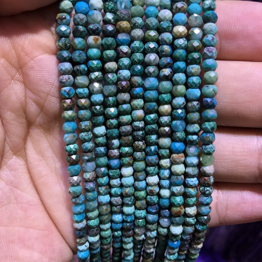

Wholesale 1of 15.5" string Natural Turquoises Faceted Roundel Beads 3x4mm Faceted Tiny Spacer Gem Stone Loose Beads