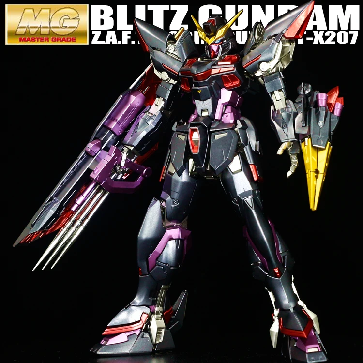 

BANDAI MG 1/100 GAT-X207 Blitz Gundam Metal Colored Fast-up Assembled Model Boys Toy Valentine Gift Action Toy Figures