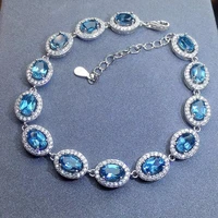 kjjeaxcmy fine jewelry 925 sterling silver inlaid blue topaz women hand bracelet classic support detection