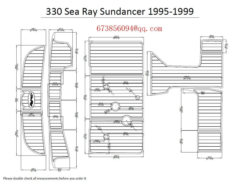 1995-1999 Sea Ray Sundancer 330 лодка Плавающая Платформа и кабина EVA Тиковый настил коврик