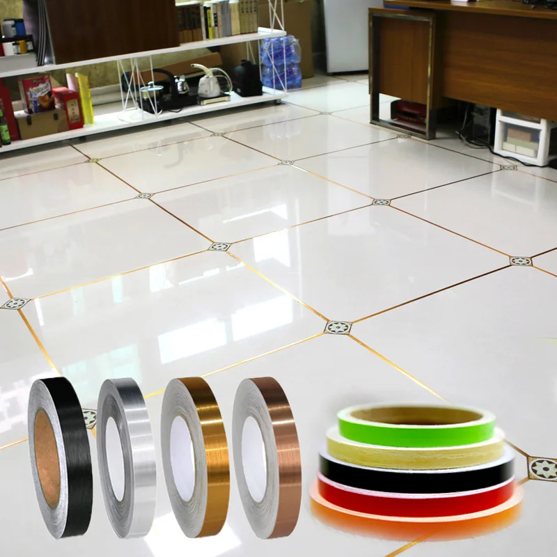 

50m Self Adhesive Tile Sticker Ceramic Tile Mildewproof Gap Tape Decor Gold Silver Black Wall Tile Floor Tape Sticker Home Decor