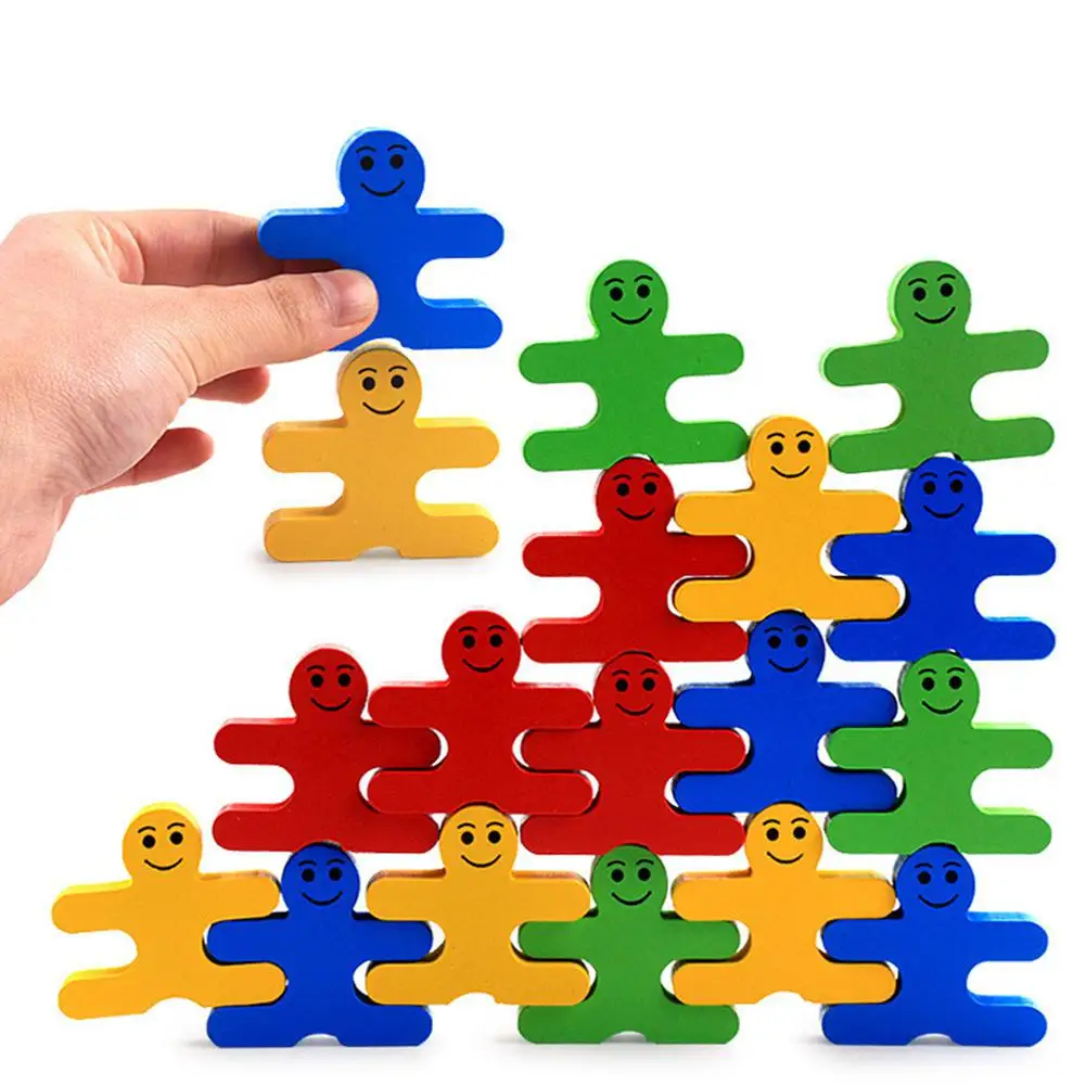 MeterMall Children Educational Building Blocks Toy Wooden Colorful Balance Villain Set Gift for Kids Toddlers |