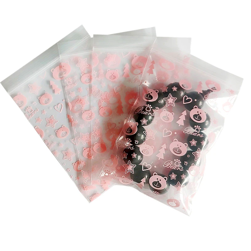 500 шт. маленькие пластиковые пакеты с принтом медведя 0 2 мм|bag size|zip bags smallbag jewelry |