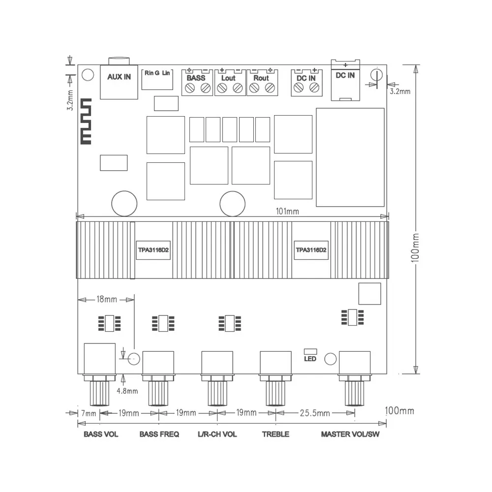 TPA3116 цифровой аудио усилитель плата Bluetooth 4 2 Auido 0 канальный усилители DC12-24V 50 Вт * |