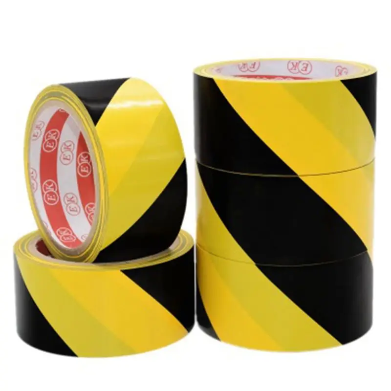 

High Strength Adhesive Sticker Black Yellow Safety Warning Floor Tape for Social Distancing 4.5cm x 16m