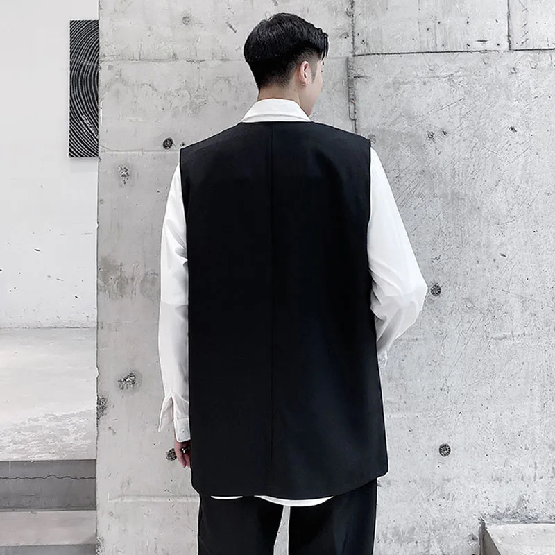 

Male Japan Korea Style Streetwear Vintage Pullover Suit Coat Men's 2 Pieces Suits Sets Long Sleeve Short Jacket Blazers Vest