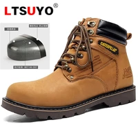 new mens first layer cowhide anti collision anti puncture tooling bootsfashionable high top martin bootshigh end leather boots