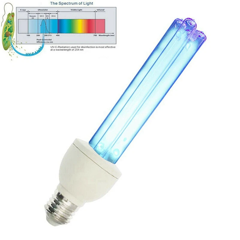 

15W E27 UVC Ultraviolet Lamp Compact Germicidal Disinfection Quartz Light Lamp Without Ozone 220V