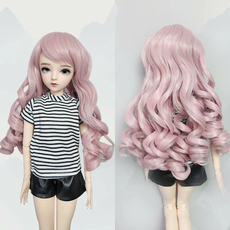 

Muziwig Long Wavy Pink Wigs Accessory for 1/3 BJD 60cm Doll Hair Curly Hair