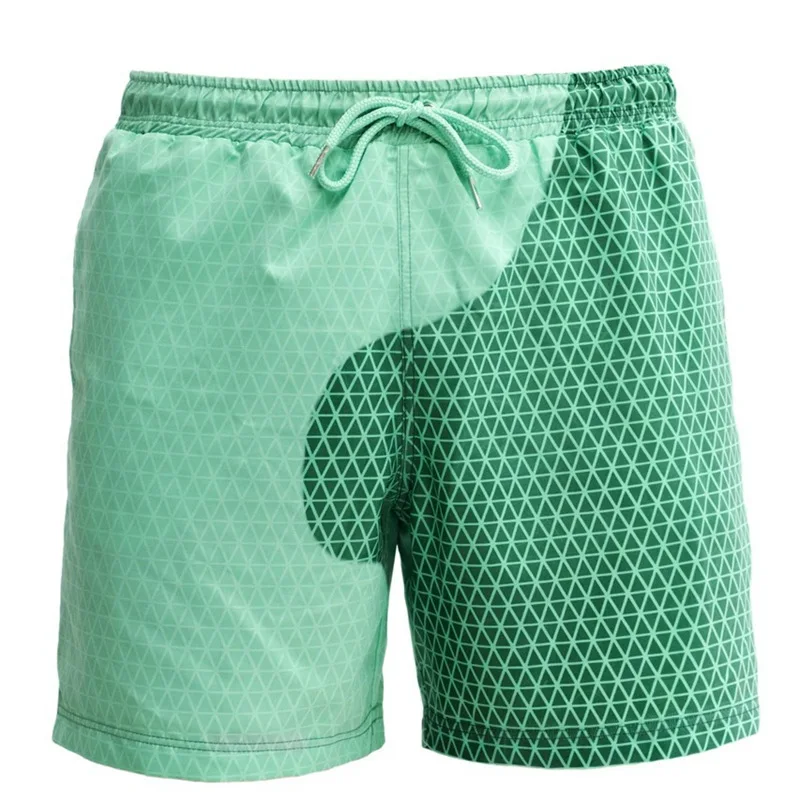 

Crazy Muscle Cross Border Hot Selling Water Color Changing Beach Shorts Men's Quick-Drying Large Size Swimming Trunks Water Colo