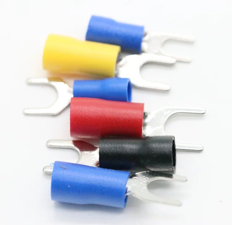 

20pcs SV Type Wire Spring Terminal SV1.25 SV2 Fork U Y PVC Insulate Ferrules Block Spade Cold Press Cable End Crimp Connector
