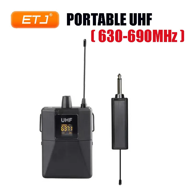 Портативный беспроводной микрофон UHF динамический 1 приемник + передатчик 3 5 мм