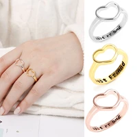mifeiya classic simple hollow out heart love shaped friendship ring lettering best friend for women girl student party jewelry