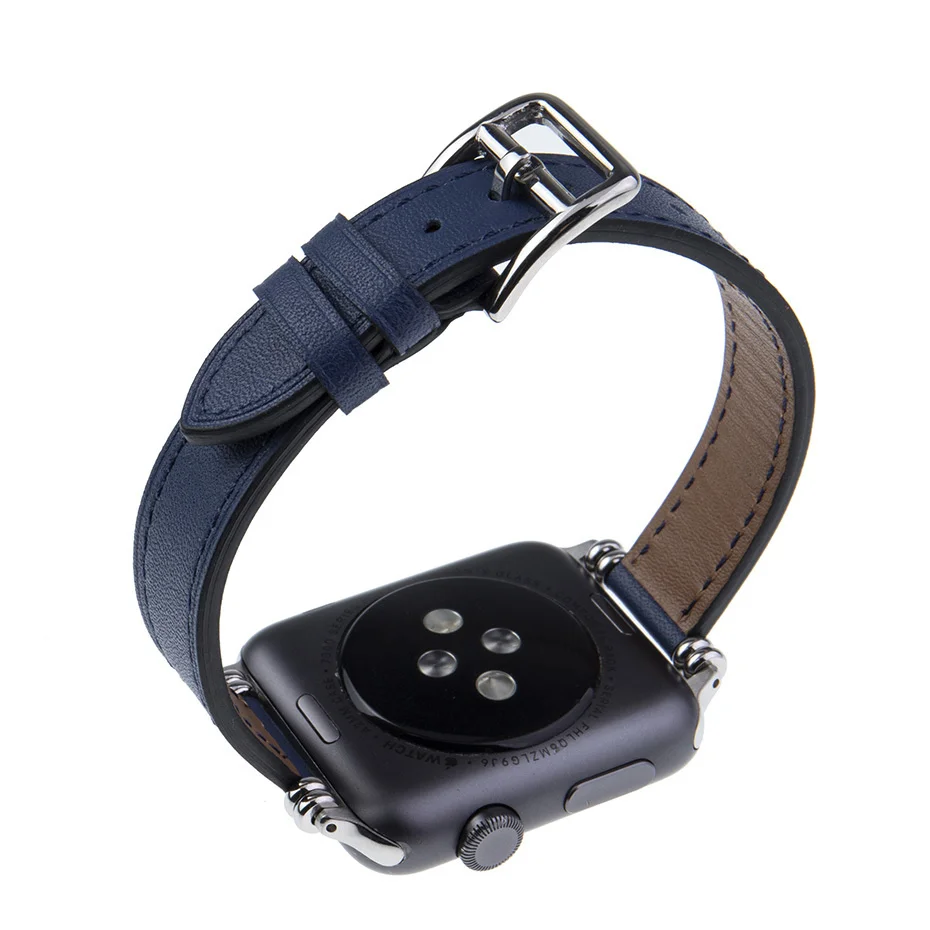 Enlarge Handcrafted calfskin leather Strap for Apple Watch 44mm 40mm 42mm 38mm Band Bracelet iWatch 6 SE 5 4 3 2 1 Wristband Replacement