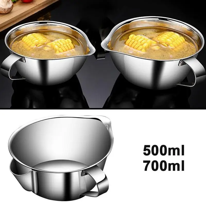 

Oil Soup Fat Separator Grease Oiler Filter Strainer Bowl Kitchen Cooking Tools 500 / 700Ml Multifunction Steel Gravy