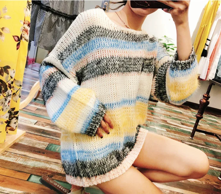 Модный Свободный зимний свитер офисный Женский пуловер с круглым вырезом Feminino