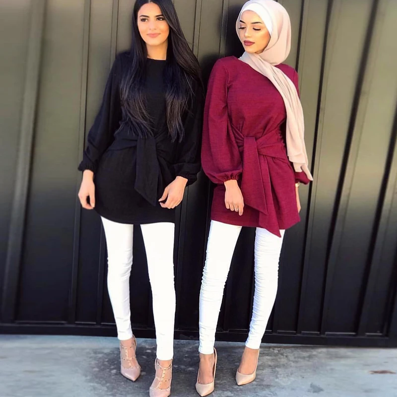 Длинные женские топы из Турции абайя мусульманская блузка одежда топ Индонезии