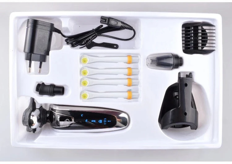 Электробритва Kemei для мужчин триммер бороды волос носа ЖК дисплей 4 лезвия