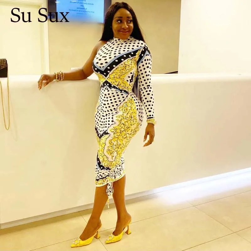 Vintage Printed Bodycon Dress Women African Clothes Party Club Single Sleeve Long Maxi Robe 2020 Spring Vestidos | Тематическая