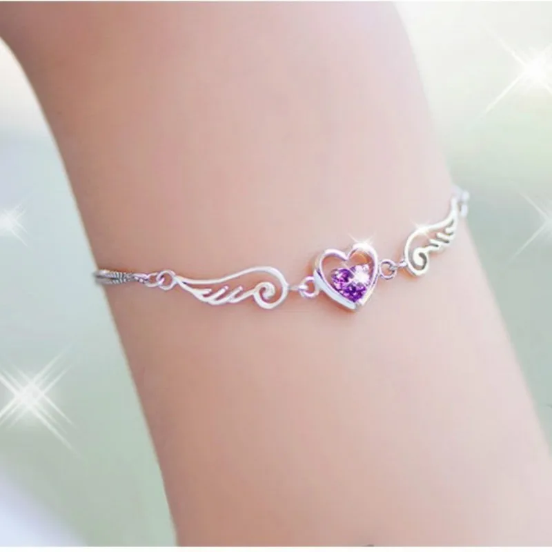 Женский браслет из серебра 100% пробы с подвесками и кристаллами | Украшения