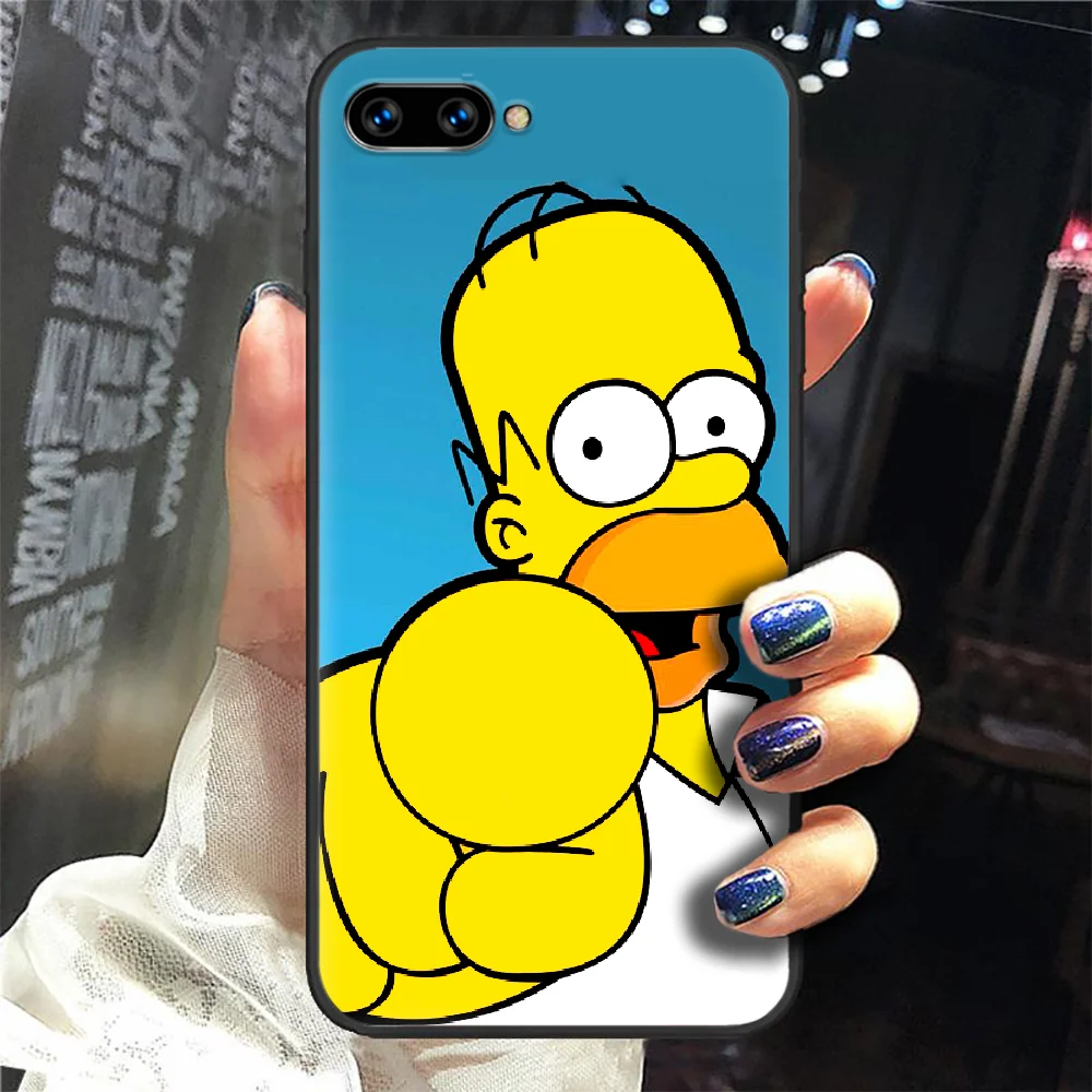 

Funny Simpson Cartoon Phone Case Cover Hull For HUAWEI Honor 8 8c 8a 8x 9 9a 9x V10 MATE 10 20 I Lite Pro black Back Silicone