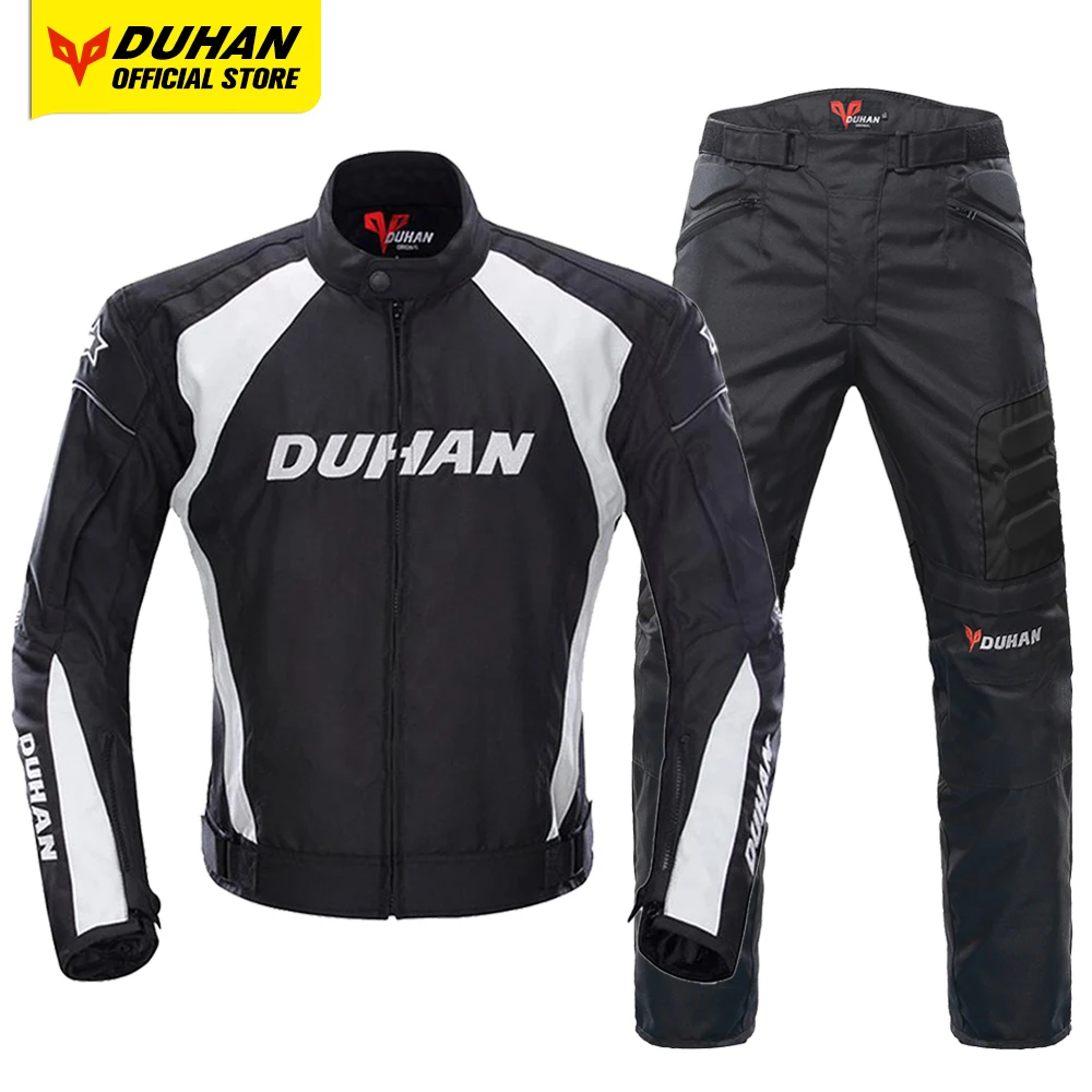 DUHAN Motorcycle Jacket & Pants Set Men's Waterproof Chaqueta Motocross Suit Protective Gear Jaqueta Motoqueiro Keep Warm Liner