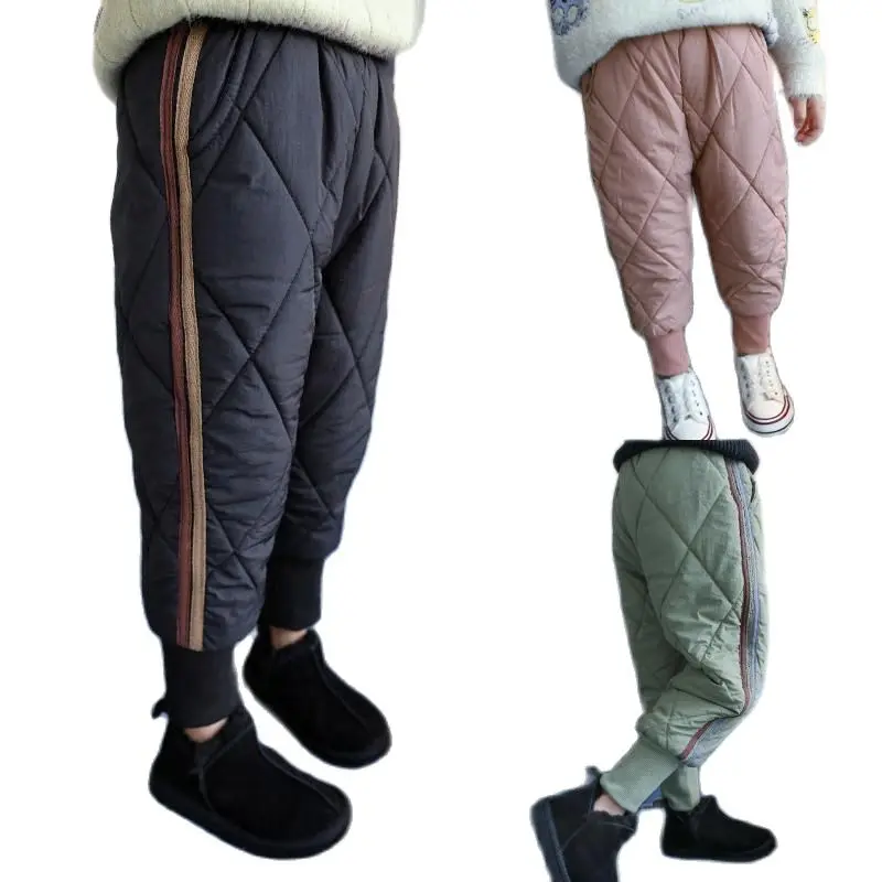 

VIDMID Cashmere thickened warm cotton trousers for boys and girls children cotton thick fleece pants P4820